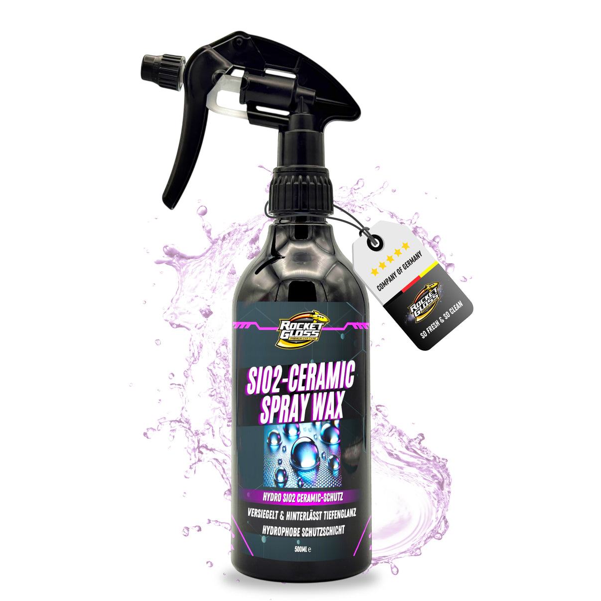 Rocket Gloss SIO2 Ceramic Spray Wax versiegelt den Autolack und sorgt für starken Tiefenglanz und Wasserabweisung