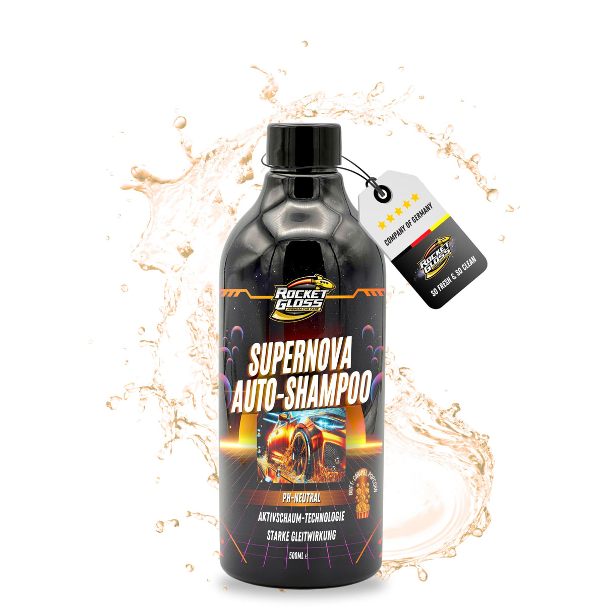 Rocket Gloss Supernova Auto Shampoo erzeugt starken Schaum und sorgt für eine schonende Fahrzeugwäsche
